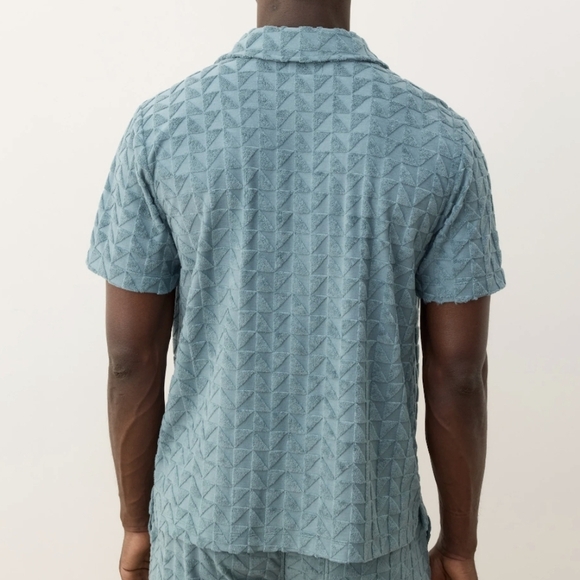 Marine Layer Textured Terry Resort Short Sleeve Shirt - Picture 3 of 6